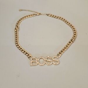 Boss Gold Chain Necklace Statement Jewelry